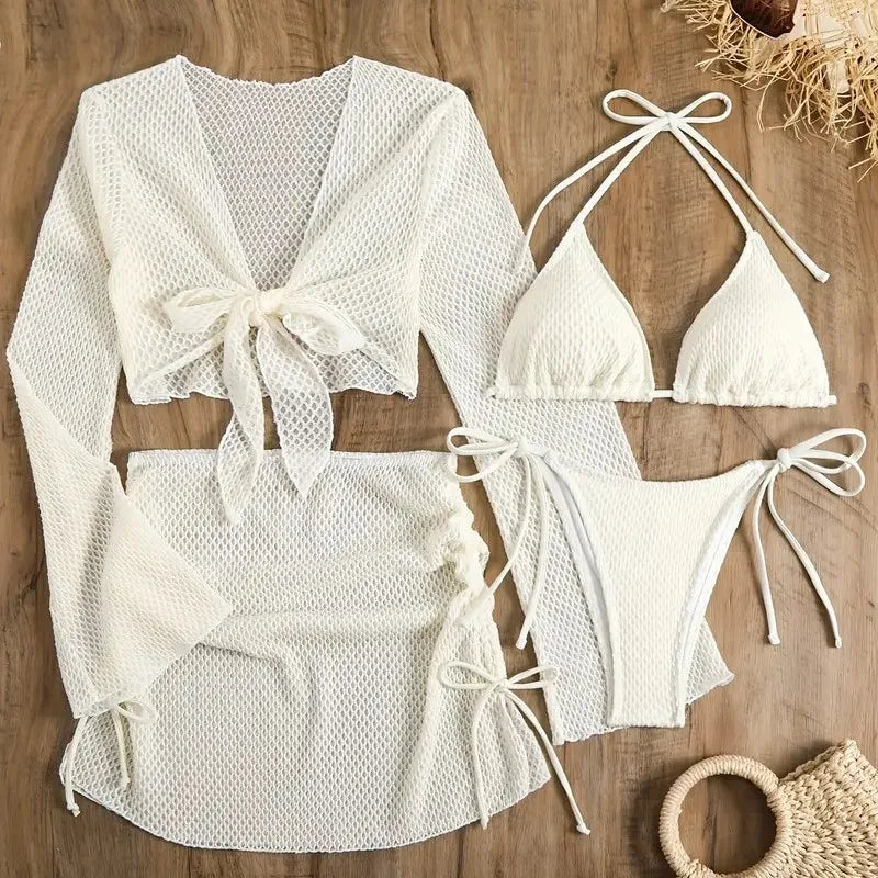 Sexy Damen Bikini Set – 4-teilig, High Waist, ohne Bügel